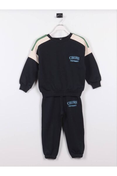 Chons Lacivert Unisex Çocuk Kışlık 3 Iplik Pamuklu Sweatshirt Eşofman Alt-üst Takım Lacivert 6-7 Yaş  Unisex