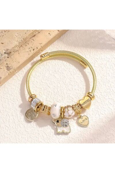 Vanilla Avenue Bohem Altın Sarısı Fil Taş Detaylı Charm Kadın Bileklik