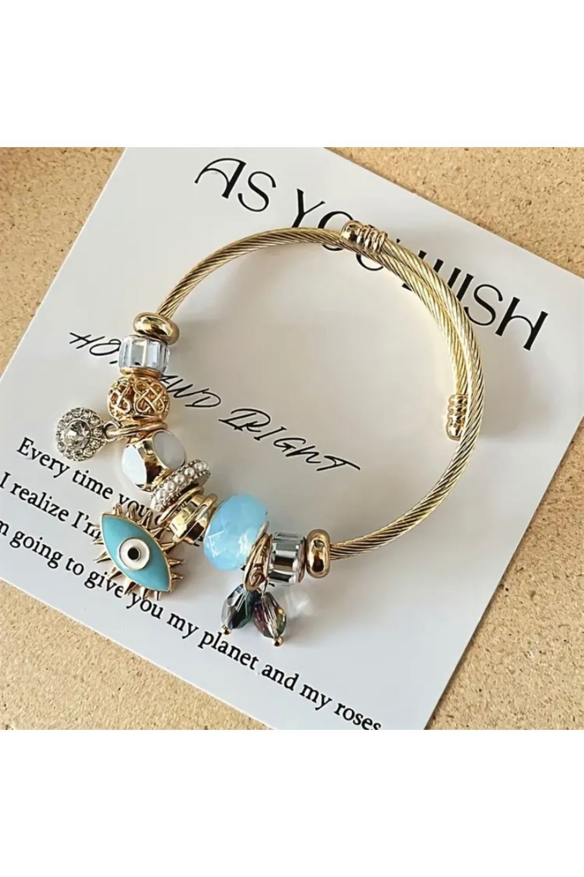 Vanilla Avenue Etnik Parlak Taş Göz Detaylı Charm Kadın Bileklik