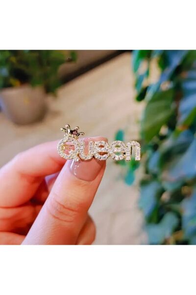 Vanilla Avenue Queen Kraliçe Taşlı Şık Kadın Broş Beyaz   Kadın / Kız