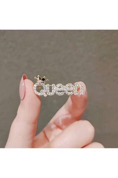 Vanilla Avenue Queen Kraliçe Taşlı Şık Kadın Broş Beyaz   Kadın / Kız