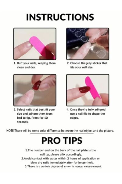 Vanilla Avenue Pembe Çizgili Işıltılı Kalp Detaylı Kendinden Yapışkanlı Takma Tırnak Seti 24 Adet