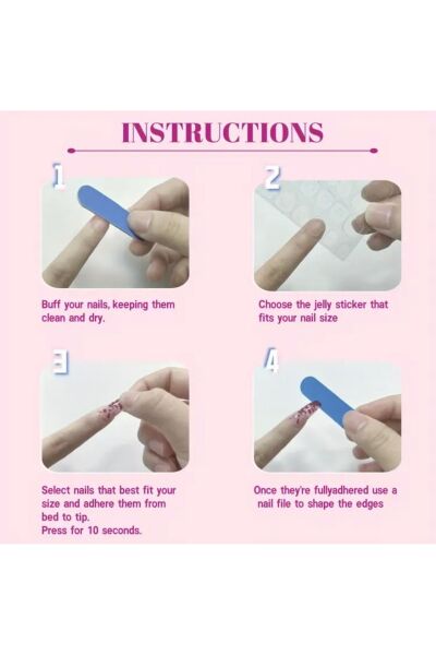 Vanilla Avenue Mor Beyaz Çiçek Desenli Kendinden Yapışkanlı Takma Tırnak Seti 24 Adet