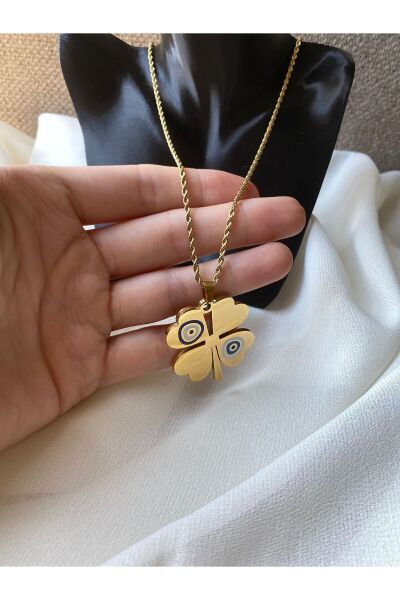 Vanilla Avenue Kararmaz Çelik 4 Yapraklı Şans Yonca Burgu Zincir Kolye