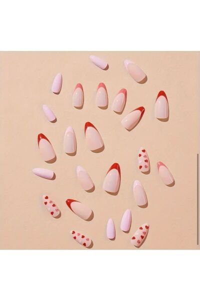 Vanilla Avenue French Pembe Kalpli Kendinden Yapışkanlı Takma Tırnak 24 Adet Pembe