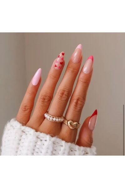 Vanilla Avenue French Pembe Kalpli Kendinden Yapışkanlı Takma Tırnak 24 Adet Pembe