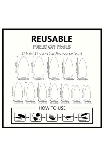 Vanilla Avenue French Mavi Yaprak Desenli Kendinden Yapışkanlı Takma Tırnak Seti 24 Adet