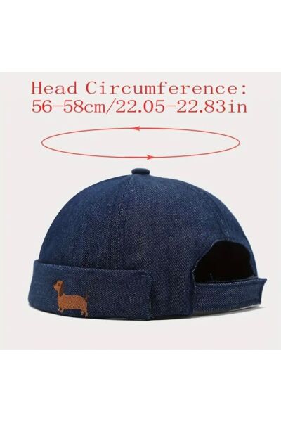 Vanilla Avenue Açık Mavi Jeans Kot Şapka Tasarımlı Hip Hop Unisex Köpek Desenli Çocuk Şapka