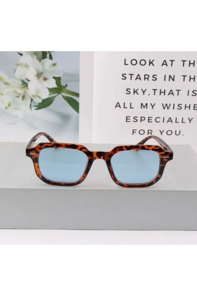 Vanilla Avenue 2025 Moda Unisex Büyük Çerçeve Mavi Leopar Retro Aksesuar Gözlük