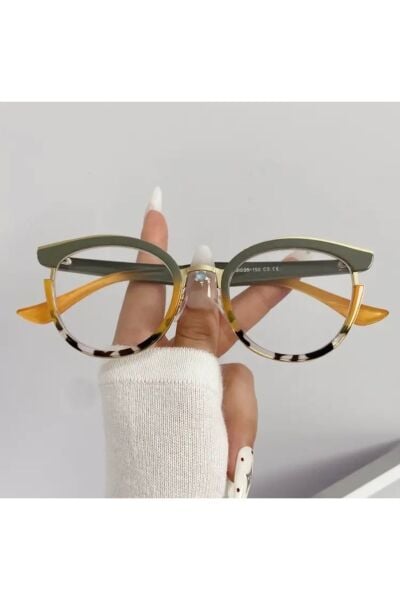 Vanilla Avenue 2025 Moda Unisex Büyük Çerçeve Sarı Yeşil Leopar Retro Aksesuar Gözlük