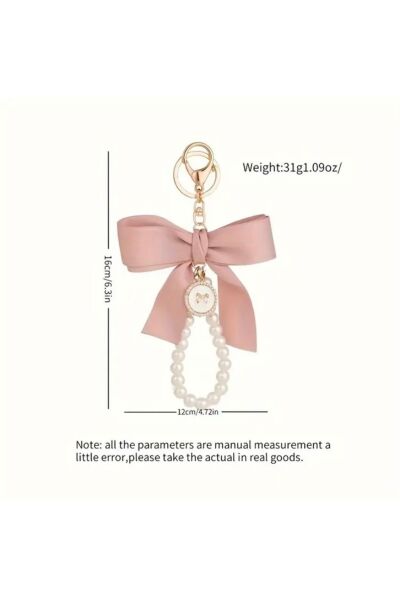 Vanilla Avenue İncili Beyaz Kurdele Detaylı Zarif Kadın Anahtarlık Aksesuar