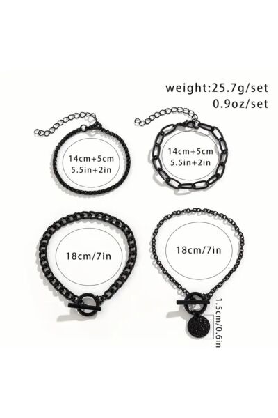 Vanilla Avenue 4 Parça Bohem Tarz Lüks Bükümlü Farklı Desenli Günlük Kadın Bilezik Seti