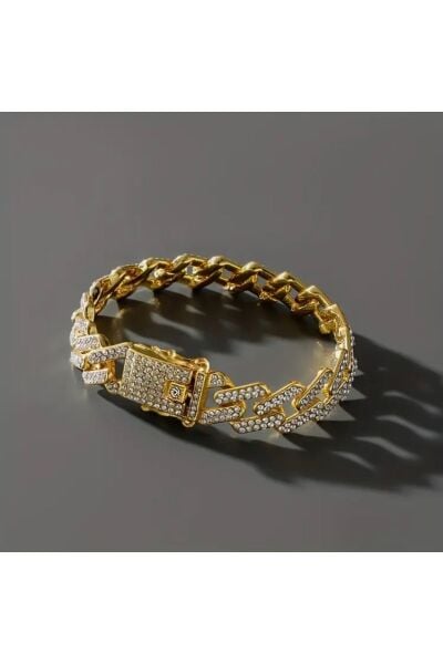 Vanilla Avenue Hip Hop Tarz Kalın Zincir Zirkon Taşlı Şık Günlük Kullanım Kadın Bileklik