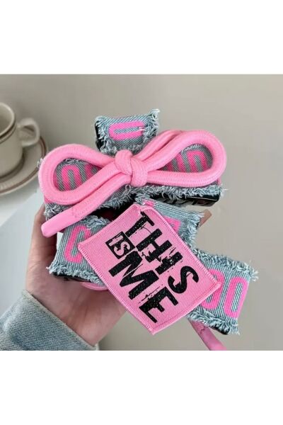 Vanilla Avenue Gül Pembe Kot Mavisi Yazı Mottolu Günlük Kullanım Kadın Saç Tokası 1 Adet