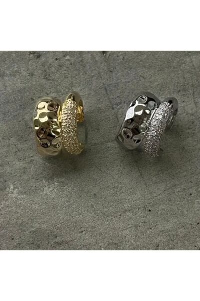 Vanilla Avenue Altın Sarısı Rock Tarzı Çift Katmanlı Kulak Kemik Deliksiz Günlük Kadın Küpe 1 Adet