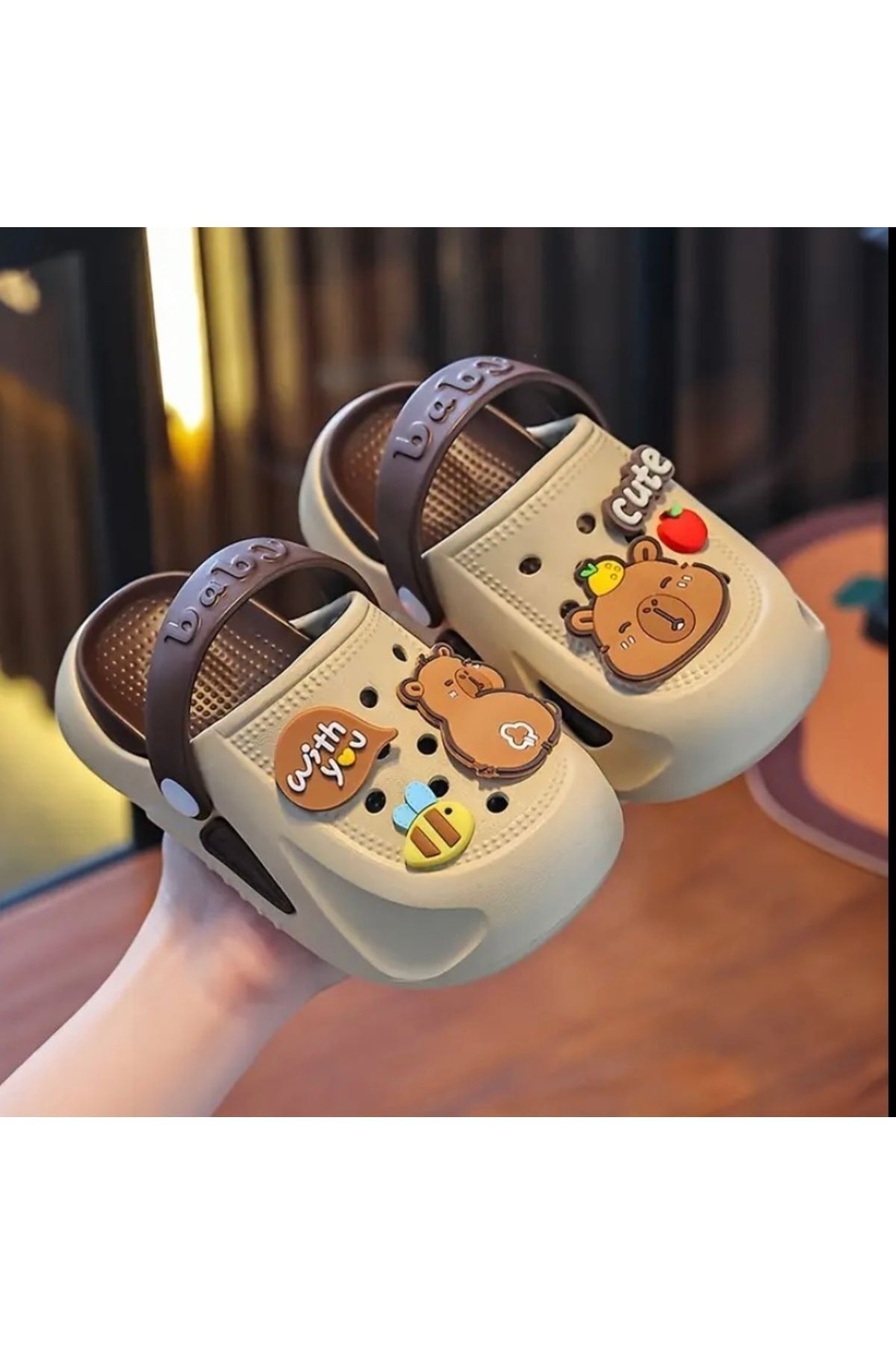 Vanilla Avenue Bej Rengi Erkek ve Kız Çocuklar İçin Yazlık Terlik 26-27