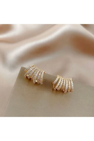 Vanilla Avenue Şık Işıltılı Halka Rhinestone Elegant Günlük Kullanım Kadın Küpe