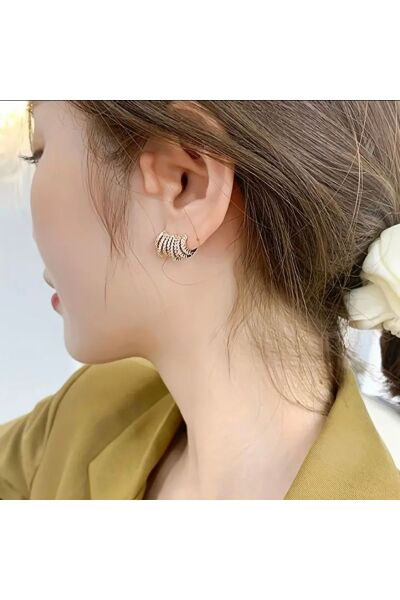 Vanilla Avenue Şık Işıltılı Halka Rhinestone Elegant Günlük Kullanım Kadın Küpe