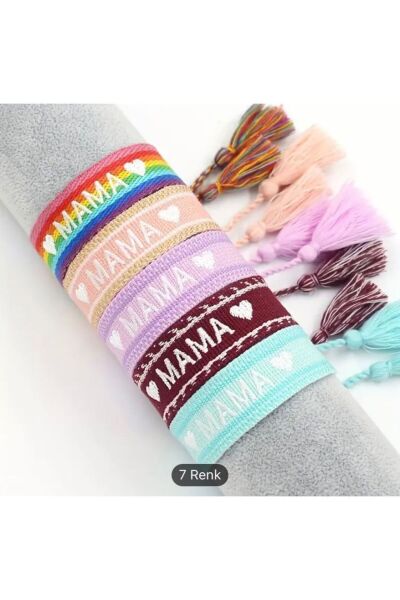 Vanilla Avenue Mama Yazı Detaylı Örme Asansörlü Bileklik kırmızı Tek Ebat  Kadın / Kız