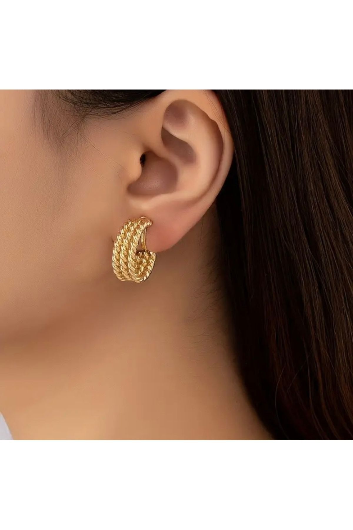 Vanilla Avenue Altın Sarısı Sarmal Vintage Sarmal Punk Sallantılı Günlük Kullanım Kadın Küpe