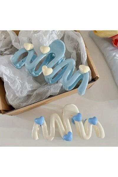 Vanilla Avenue Beyaz Kalp Detaylı Parlak Dev Günlük Kullanım Kadın Saç Tokası 1 Adet