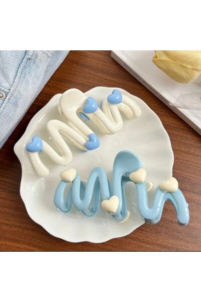 Vanilla Avenue Beyaz Kalp Detaylı Parlak Dev Günlük Kullanım Kadın Saç Tokası 1 Adet