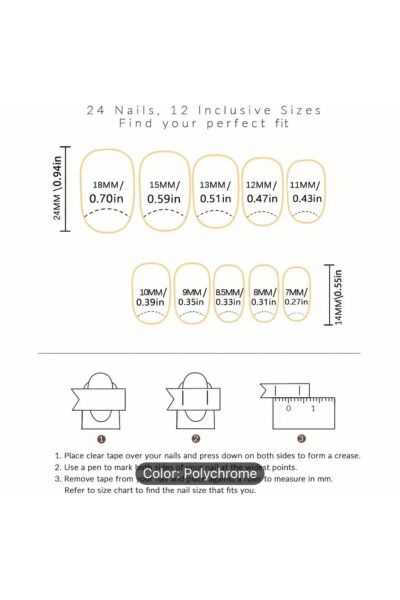 Moon Home Collection Badem Renkli French Kendinden Yapışkanlı Tırnak Seti 24 Adet renkli