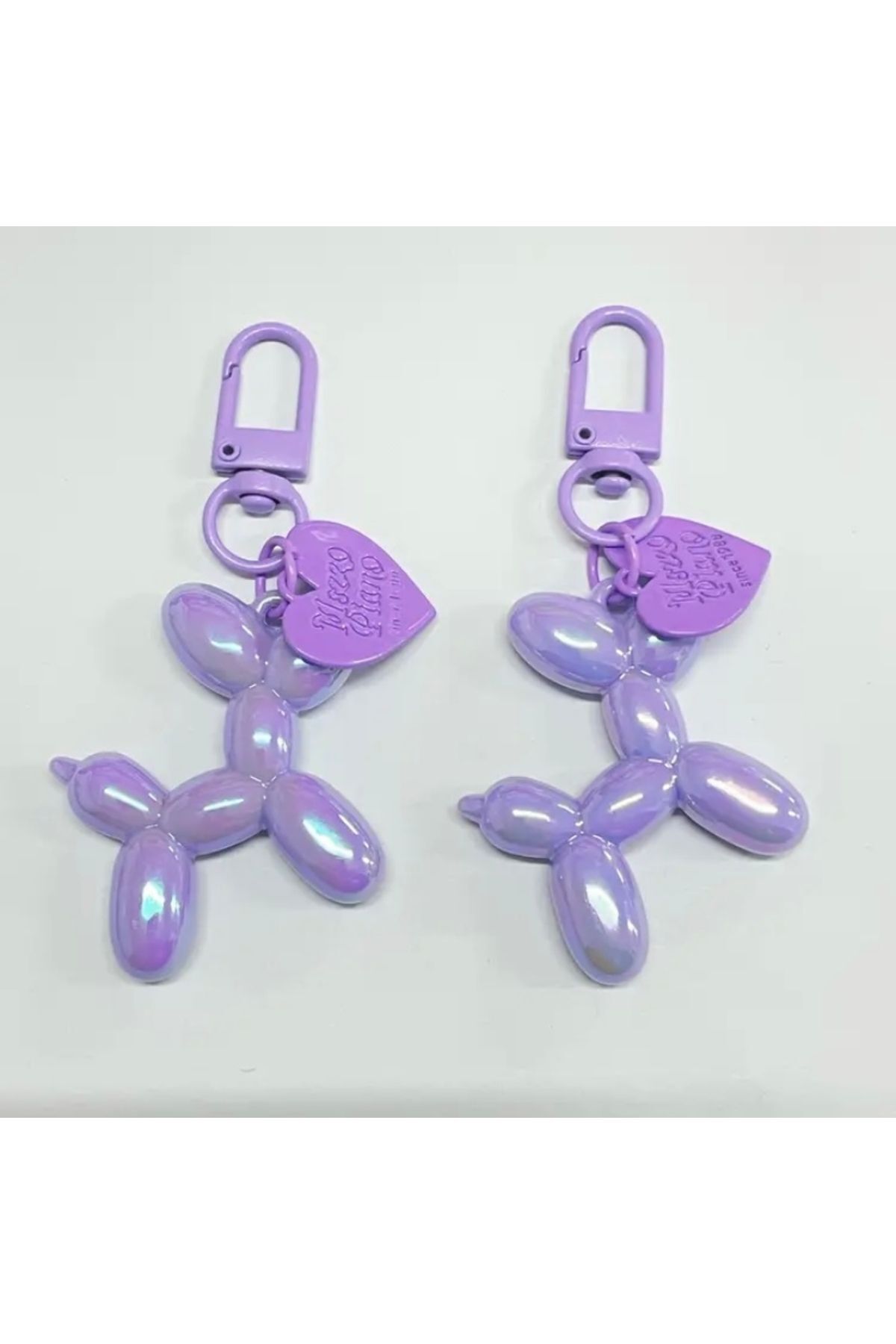 Vanilla Avenue Mor Parlak Balon Köpek Kalp Detaylı Zarif Kadın Anahtarlık Aksesuar