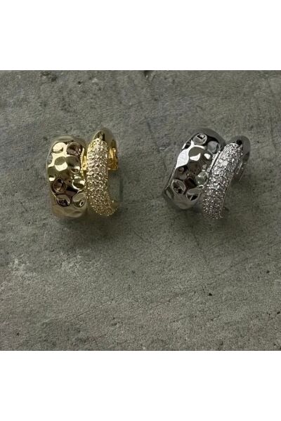 Vanilla Avenue Altın Sarısı Rock Tarzı Çift Katmanlı Kulak Kemik Deliksiz Günlük Kadın Küpe 1 Adet