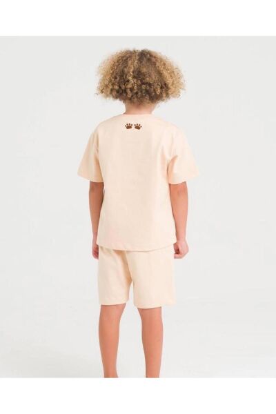 Moon Baby La'Ciel Sloganlı Unisex Bear Kız Çocuk Erkek Çocuk Alt-Üst Şortlu Yazlık Takım krem 3-4 Yaş  Unisex