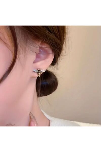 Vanilla Avenue Zarif İncili Vintage Tarzı Zirkonya Arı İşlemeli Şık Günlük Kadın Küpe