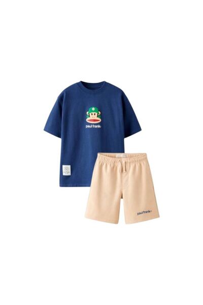 Vanilla Avenue Lacivert Maymun Baskılı Tişört Şort Erkek Çocuk Alt Üst Takım