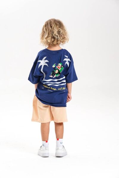 Vanilla Avenue Lacivert Maymun Baskılı Tişört Şort Erkek Çocuk Alt Üst Takım