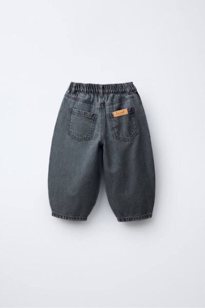 Vanilla Avenue Gri Çocuk Baloon Denim Jeans Unisex Kot Pantolon