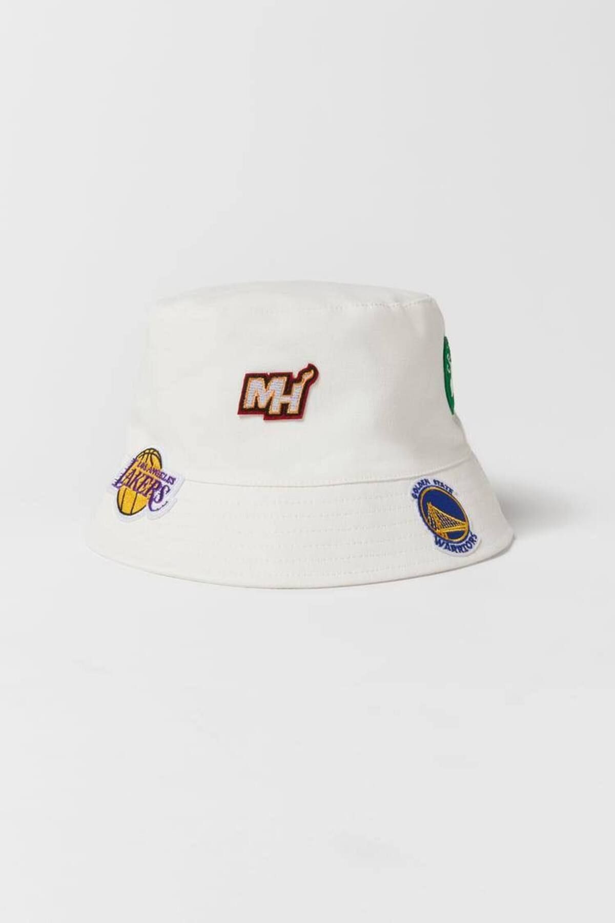 Vanilla Avenue Unisex Beyaz Nakışlı Nba Çocuk Safari Şapka 10-14 Yaş