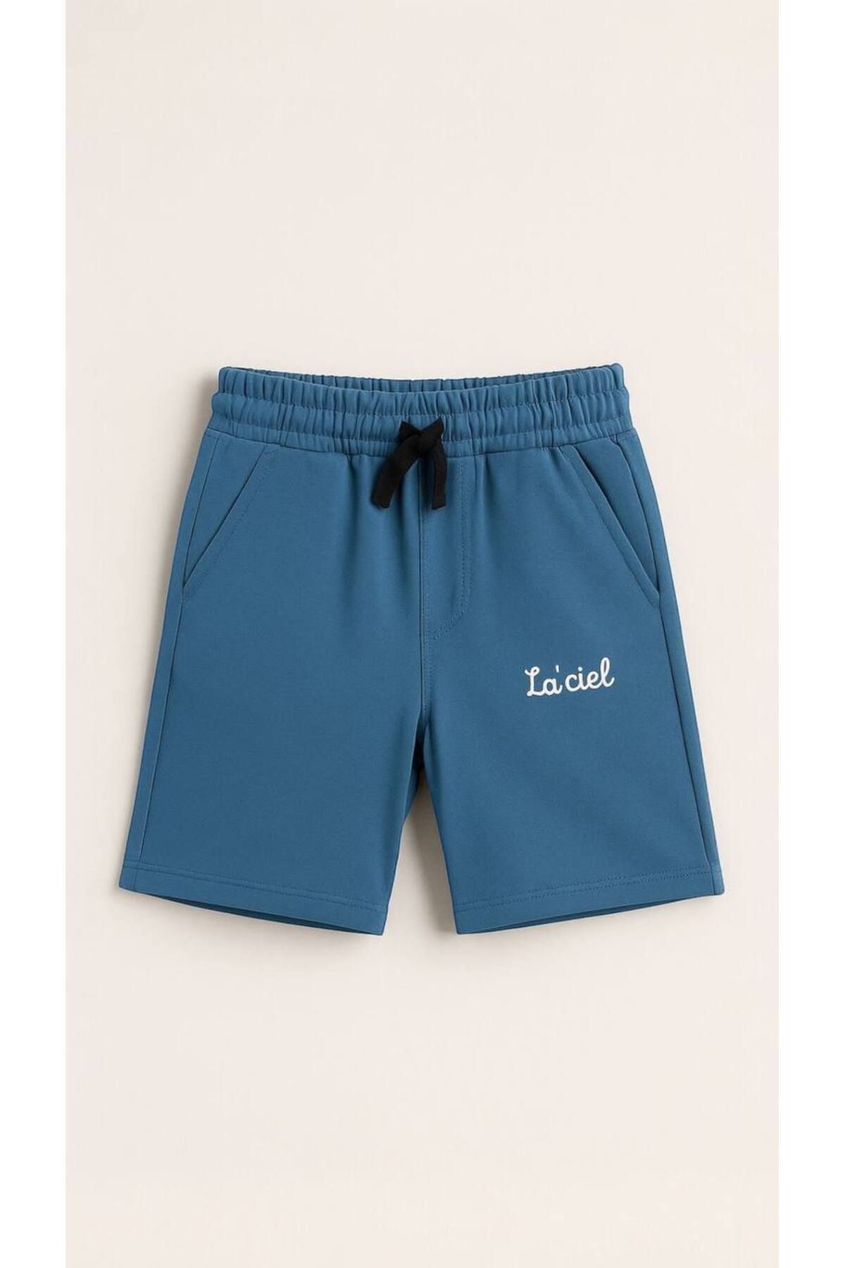 Vanilla Avenue Laciel Paris Mavi Erkek Çocuk Diz Altı Beli Lastikli Triko Basketbol Şort