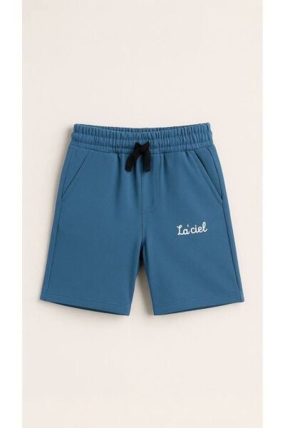 Vanilla Avenue Laciel Paris Mavi Erkek Çocuk Diz Altı Beli Lastikli Triko Basketbol Şort