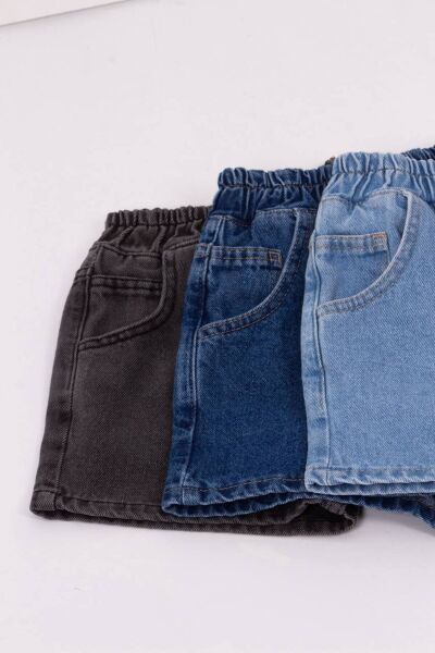 Vanilla Avenue Lacivert Çocuk Baloon Denim Jeans Unisex Kot Şort