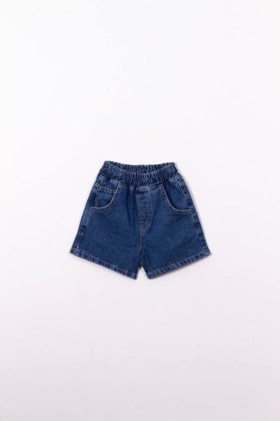 Vanilla Avenue Lacivert Çocuk Baloon Denim Jeans Unisex Kot Şort