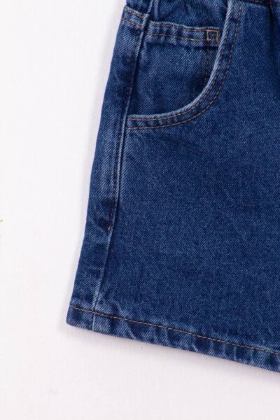 Vanilla Avenue Lacivert Çocuk Baloon Denim Jeans Unisex Kot Şort