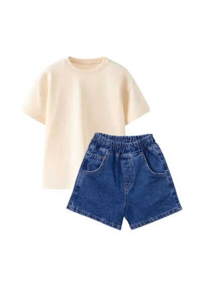 Vanilla Avenue Lacivert Çocuk Baloon Denim Jeans Unisex Kot Şort