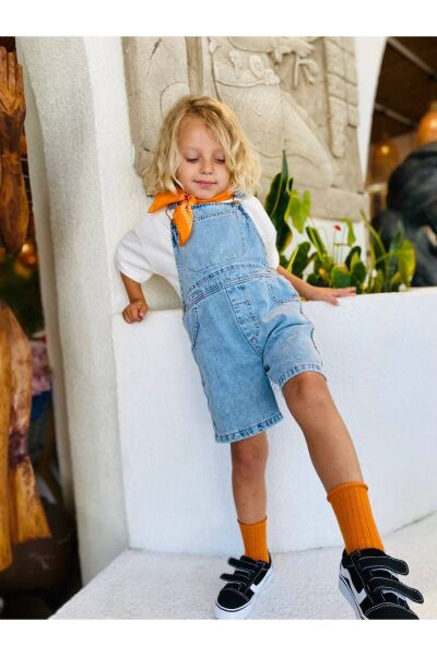 Vanilla Avenue Laciel Mavi Denim Unisex Kot Salopet Tulum