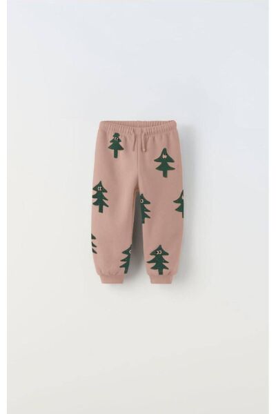 Baby Yeşil Çam Ağaçlı Çocuk Unisex Alt Üst Eşofman Takımı pudra 6 Yaş  Unisex