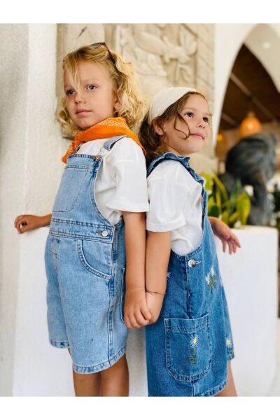 Vanilla Avenue Laciel Mavi Denim Unisex Kot Salopet Tulum