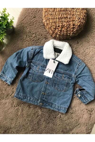 Baby Mavi Peluş Yaka Sırt Ayıcık Detaylı Çocuk Kot Ceket MAVİ 6 Yaş  Kadın / Kız
