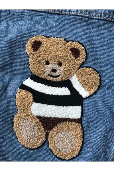 Baby Mavi Peluş Yaka Sırt Ayıcık Detaylı Çocuk Kot Ceket MAVİ 6 Yaş  Kadın / Kız