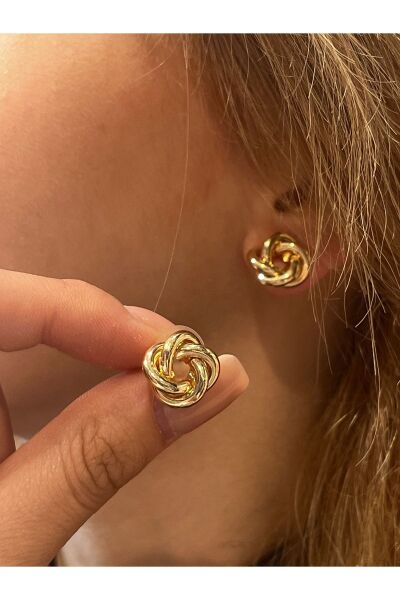 Hei Altın Sarısı Burgu Detaylı Minik Günlük Kullanım Kadın Küpe