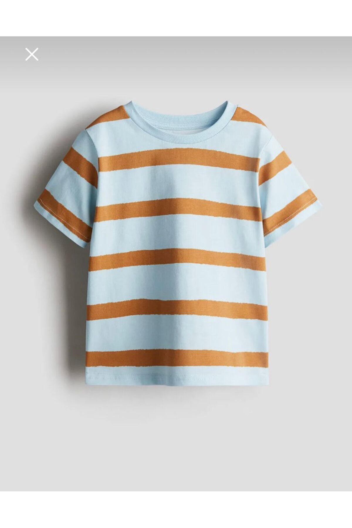 Hei Mavi Turuncu Çizgili Basic Unisex Çocuk Tişört