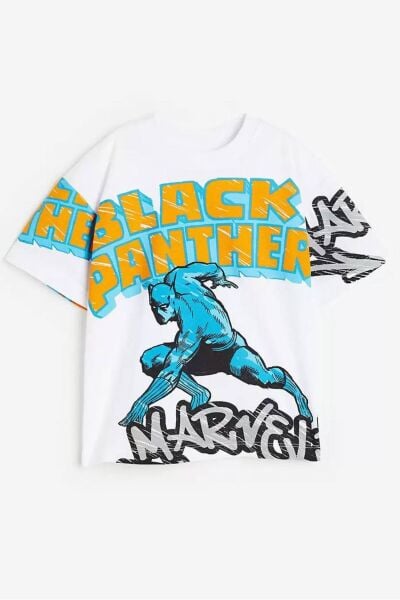 Hei Beyaz Black Panther Baskılı Erkek Çocuk Tişört