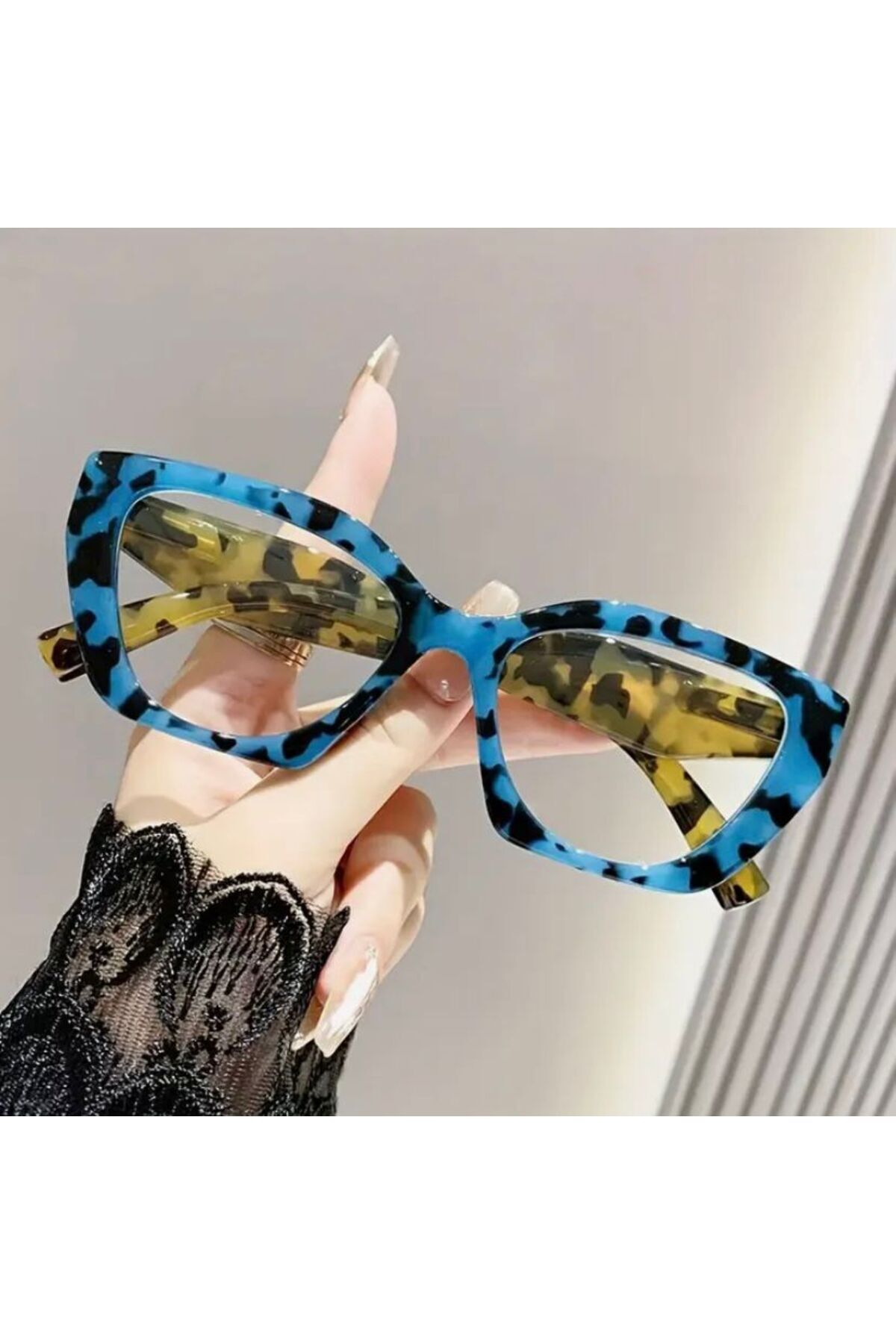 Vanilla Avenue 2025 Moda Unisex Büyük Çerçeve Kahverengi Leopar Kemik Mavi Retro Aksesuar Gözlük